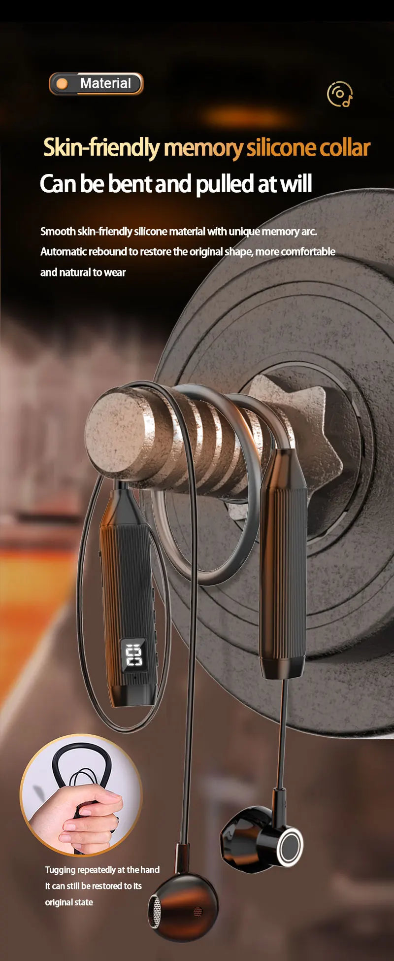 NEWMSNR Super Power Stereo Sound Wireless Headphones Bluetooth Earphones Neckband Magnetic Earbud LED Sports Headset with HD Mic