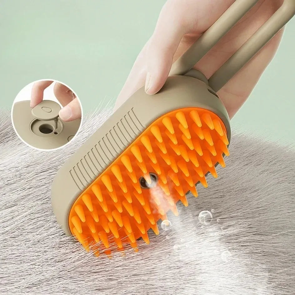 USB Rechargeable 3-in-1 Pet Grooming Brush with Steam Spray & Massage, Anti-Flying Hair Electric Bath Brush for Dog Cat Shedding