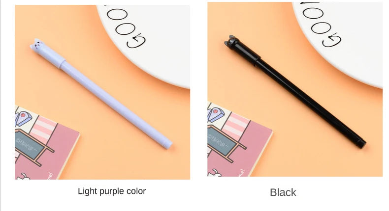 10Pcs/Lot Cute Cat Gel Pen Kawaii Kitten Neutral Pen 0.38mm Black Gel Ink Pens School Writing Stationery Office Supplies Gift