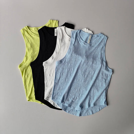 I-shaped Sports Vest for Women in Summer Light Book Printing Loose Yoga Clothes Sling Jogging Marathon Sleeveless Top