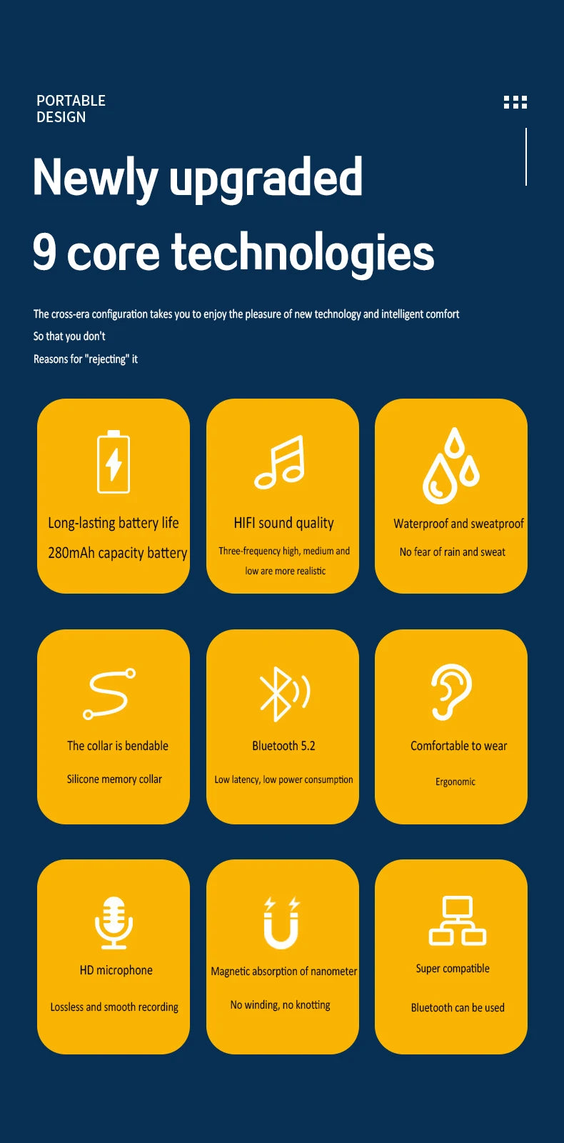 Bluetooth Neckband Earphones Wireless Headphones HIFI Stereo Sport Neck-hanging TWS Bluetooth Headset with Mic Magnetic Earbuds