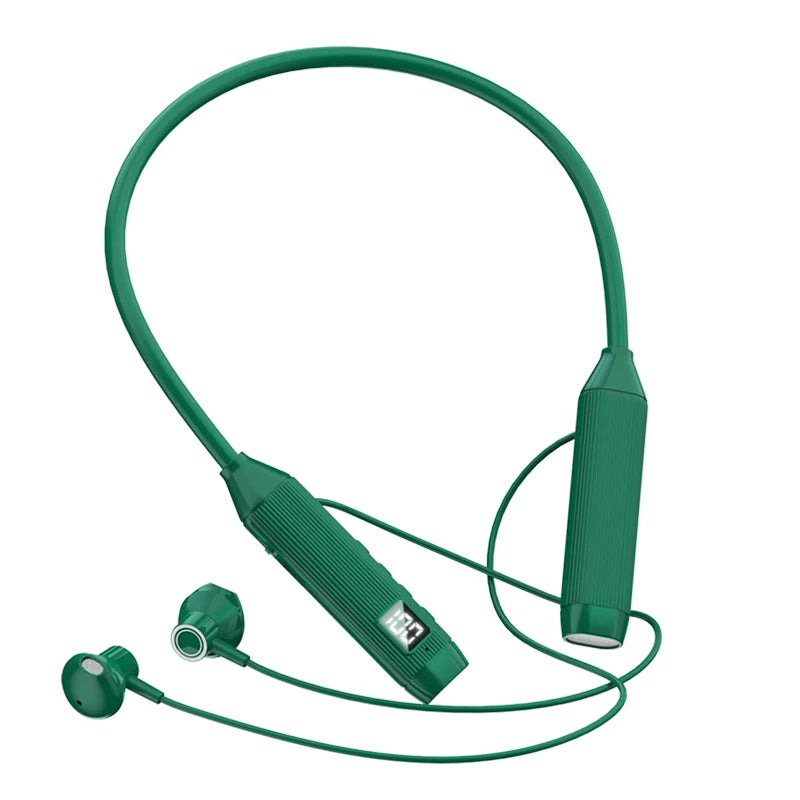 NEWMSNR Super Power Stereo Sound Wireless Headphones Bluetooth Earphones Neckband Magnetic Earbud LED Sports Headset with HD Mic