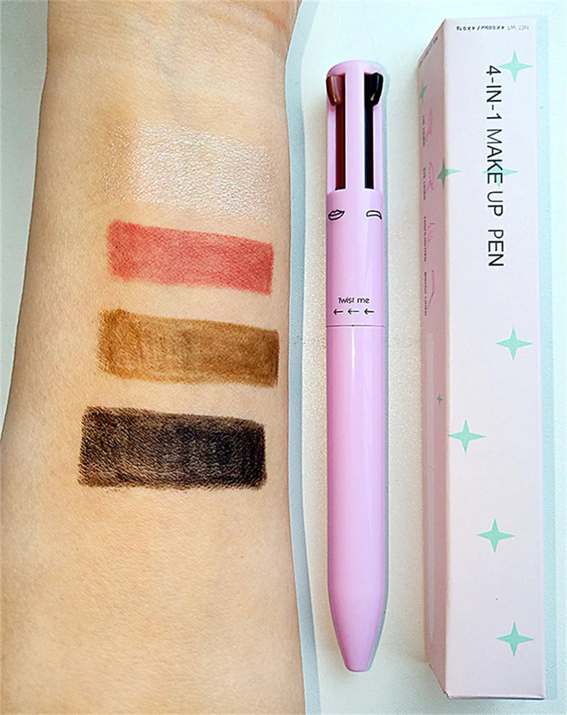 Multi-functional 4-in-1 Makeup Pencil Eyeliner Lip Liner Eyebrow Pencil Swivel Waterproof & Sweatproof Makeup Tools