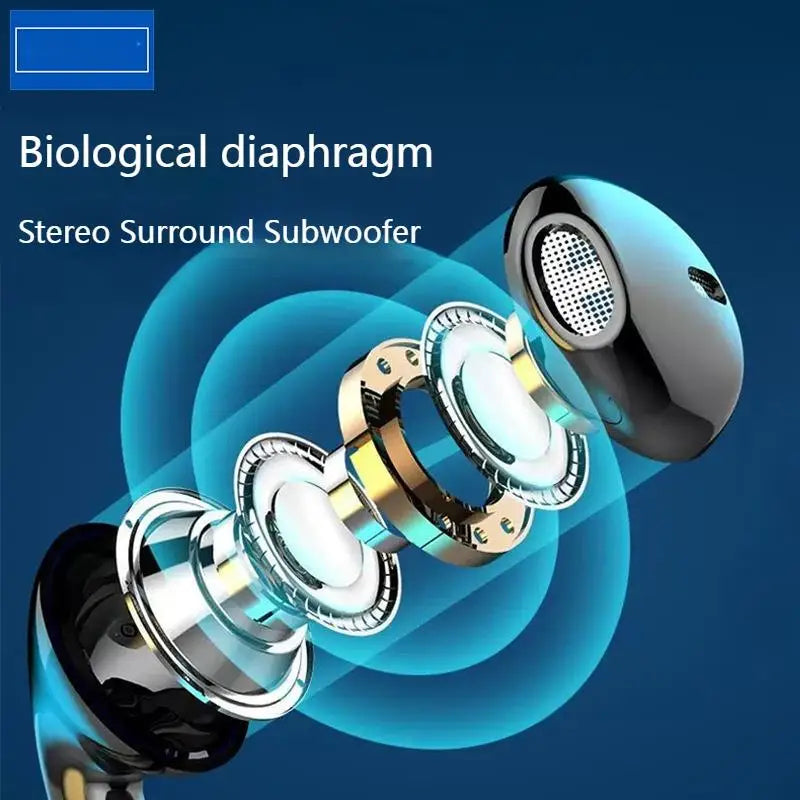 NEWMSNR Super Power Stereo Sound Wireless Headphones Bluetooth Earphones Neckband Magnetic Earbud LED Sports Headset with HD Mic